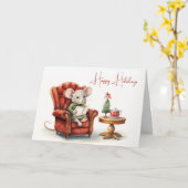 Niedliche Weihnachtsmaus Karte (Gelbe Blume)