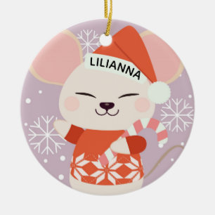 Niedliche Weihnachtsmaus Keramik Ornament