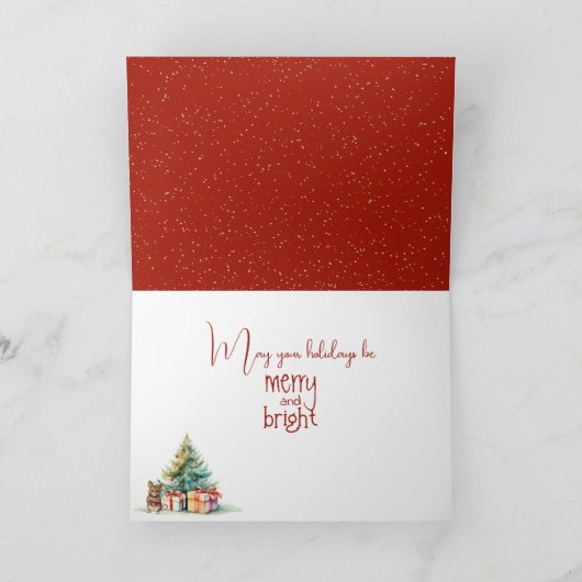 Niedliche Weihnachtsmaus mit Geschenken Karte (Innenseite)