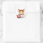 Niedliche Weihnachtsmaus mit Ornament Quadratischer Aufkleber (Tasche)