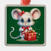 Niedliche Weihnachtsmaus Ornament Aus Metall (Vorne)