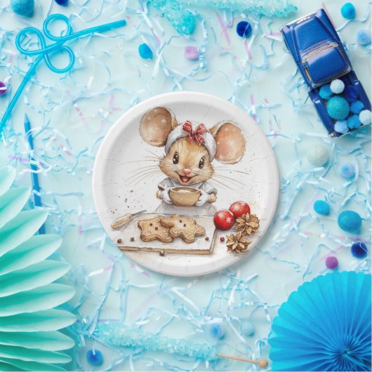 Niedliche Weihnachtsmaus Pappteller (Party)