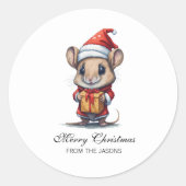 Niedliche Weihnachtsmaus Personalisiert Runder Aufkleber (Vorderseite)