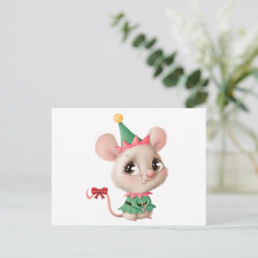 Niedliche Weihnachtsmaus Postkarte (Stehend Vorderseite)