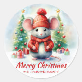 Niedliche Weihnachtsmaus Runder Aufkleber (Vorderseite)