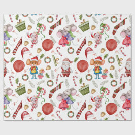 Niedliche Weihnachtsmäuse in Wasserfarbe Geschenkpapier