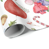 Niedliche Weihnachtsmäuse in Wasserfarbe Geschenkpapier (Rolleneckpunkt)