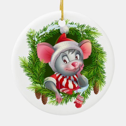 Niedliche Weihnachtsmäuse Keramik Ornament (Hinten)