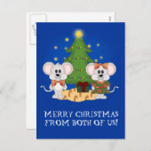 Niedliche Weihnachtsmäuse mit anpassbarem Text Feiertagspostkarte (Vorne/Hinten)