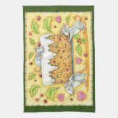 Niedliche Weihnachtsmäuse mit einem Kuchen-Nachtis Geschirrtuch (Vertikal)