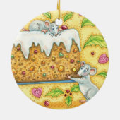 Niedliche Weihnachtsmäuse mit einem Kuchen-Nachtis Keramikornament (Hinten)