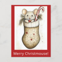 Niedliche Weihnachtsmäuse Strumpf Aquarell