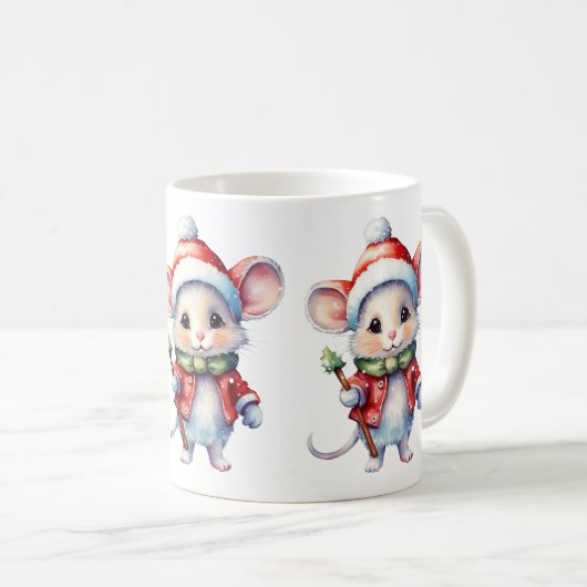 Niedliche Weihnachtsmäuse-Tasse Kaffeetasse (VorderseiteRechts)