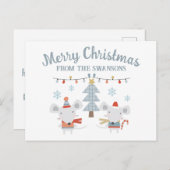 Niedliche Weihnachtsmäuse und -bäume Postkarte (Vorne/Hinten)