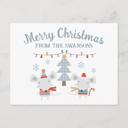 Niedliche Weihnachtsmäuse und -bäume Postkarte (Vorderseite)