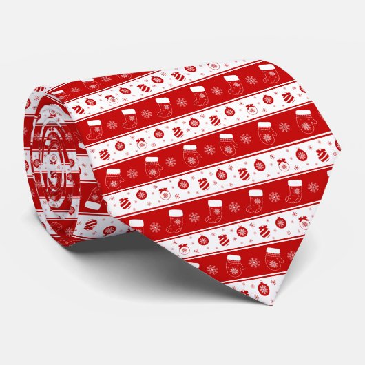 Niedliche Weihnachtsmilben, Strumpf und Schneefloc Krawatte (Gerollt)