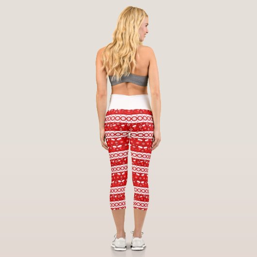 Niedliche Weihnachtsmitten & Strumpf Muster Capri Leggings (Rückseite)