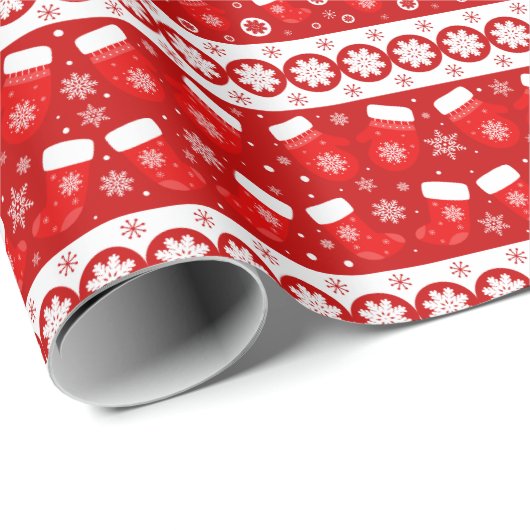 Niedliche Weihnachtsmitten & Strumpf Muster Geschenkpapier (Rolleneckpunkt)