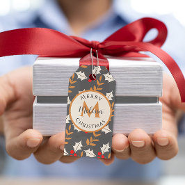 Niedliche Weihnachtsmonogramm Grau/Grau Heilige Mi Geschenkanhänger
