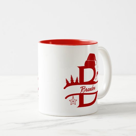 Niedliche Weihnachtsmonogramm und Tasse (VorderseiteRechts)