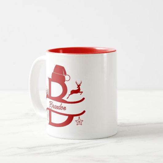 Niedliche Weihnachtsmonogramm und Tasse (Vorderseite Links)