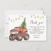 Niedliche Weihnachtsmonster-LKW Dankeskarte (Vorderseite)