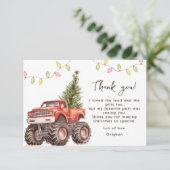 Niedliche Weihnachtsmonster-LKW Dankeskarte (Stehend Vorderseite)