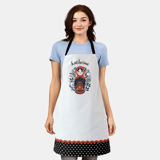 Niedliche Weihnachtsmuppe Matryoshka Schürze (Getragen)