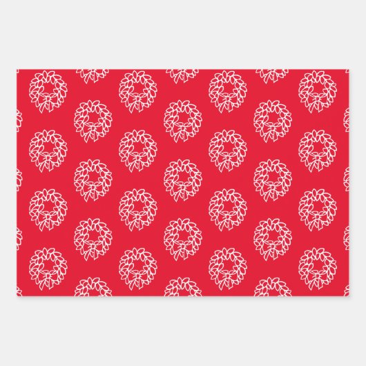 Niedliche Weihnachtsmuster in Rot und Weiß Geschenkpapier Set (Vorderseite 3)