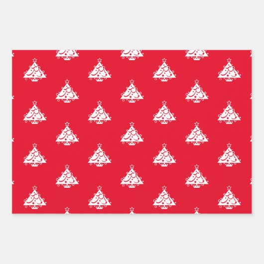 Niedliche Weihnachtsmuster in Rot und Weiß Geschenkpapier Set (Vorderseite 2)