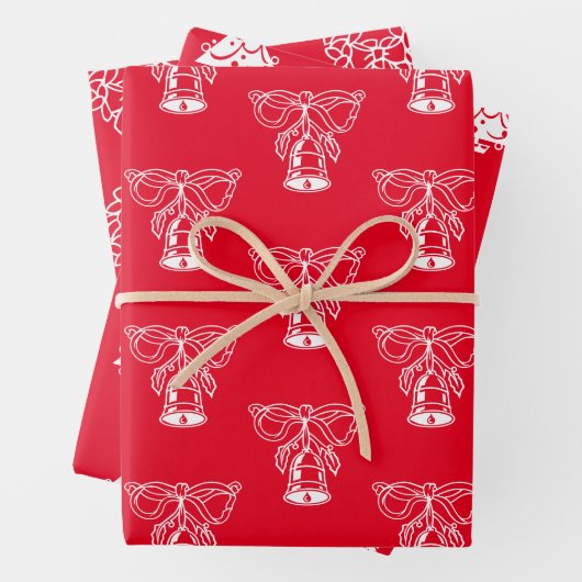 Niedliche Weihnachtsmuster in Rot und Weiß Geschenkpapier Set (Beispiel)