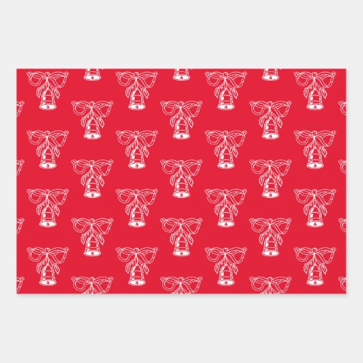 Niedliche Weihnachtsmuster in Rot und Weiß Geschenkpapier Set (Vorderseite)