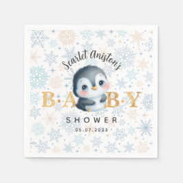 Niedliche Weihnachtspenguin Kinderdusche Napkins Serviette