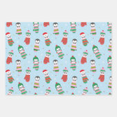 Niedliche WeihnachtsPenguine in Strickfäusten Geschenkpapier Set (Vorderseite)
