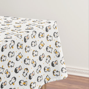 Niedliche Weihnachtspinguine auf Weiß Tischdecke
