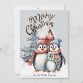 Niedliche Weihnachtspinguine Familienferienflugkar (Vorderseite)