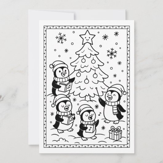 Niedliche Weihnachtspinguine Farbflache Note Card Feiertagskarte (Vorderseite)