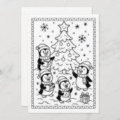 Niedliche Weihnachtspinguine Farbflache Note Card Feiertagskarte (Vorne/Hinten)