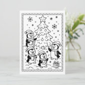 Niedliche Weihnachtspinguine Farbflache Note Card Feiertagskarte (Stehend Vorderseite)