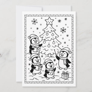 Niedliche Weihnachtspinguine Farbflache Note Card Feiertagskarte