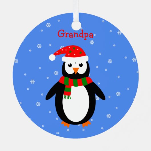 Niedliche Weihnachtspinguine fügen das zweiseitige Ornament Aus Metall (Rückseite)