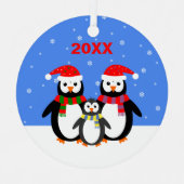 Niedliche Weihnachtspinguine fügen das zweiseitige Ornament Aus Metall (Vorderseite)