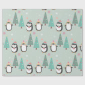 Niedliche Weihnachtspinguine Geschenkpapier (Flach)