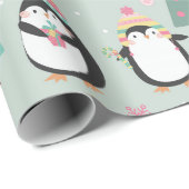 Niedliche Weihnachtspinguine Geschenkpapier (Rolleneckpunkt)