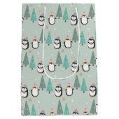 Niedliche Weihnachtspinguine Mittlere Geschenktüte (Rückseite)