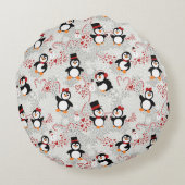 Niedliche Weihnachtspinguine Personalisiert Monogr Rundes Kissen (Rückseite)