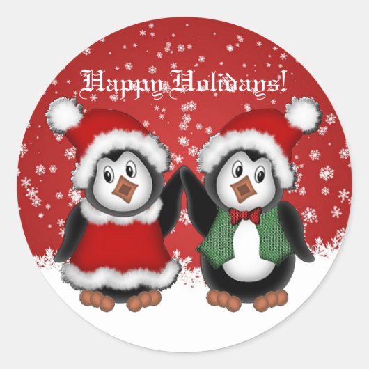 Niedliche Weihnachtspinguine Stickers (Vorderseite)