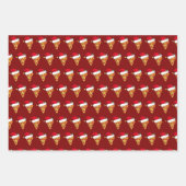 Niedliche Weihnachtspizzasken in Weihnachtsmannmüt Geschenkpapier Set (Vorderseite 3)