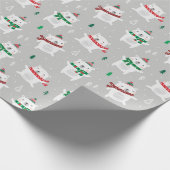 Niedliche Weihnachtspolarbären auf hellgrau Geschenkpapier (Ecke)