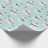 Niedliche Weihnachtspolarbären auf Minze Geschenkpapier (Ecke)